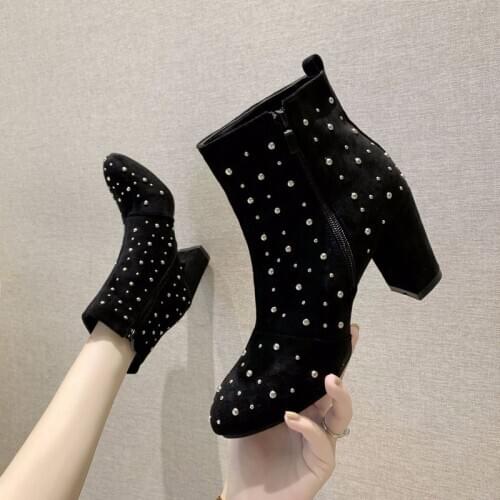 Western Cowboy Boots Women Animal Pattern Rhinestone PU Leather High Heels Cowgirl Booties Ankle Botas Shoes T3-25