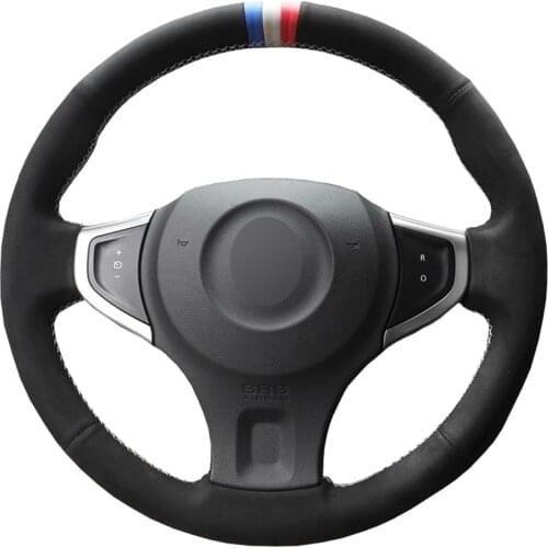 Black Suede Hand-stitched Car Steering Wheel Cover for Renault Koleos 2008-2016 Renault Samsung QM5 2007-2014
