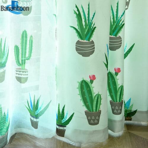Cortinas Dormitorio Simple Modern Nordic Plant Personality Curtains For Living Room Bedroom Potted Plants Sheer Tulle For Window