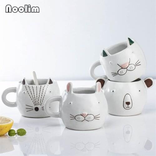 Jingdezhen Ceramic Cute Cartoon Animal Coffee Mug Porcelain Handmade Breakfast Milk Mug Office Tea Water Cups Drinkware 220ML