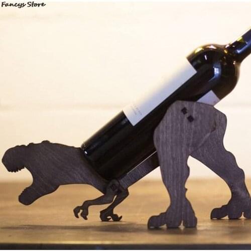 Wooden Home Assembled Dinosaur Wine Rack Retro Creative Family Party Wine Rack Wooden Winery Wine Display Rack Cute Organizer