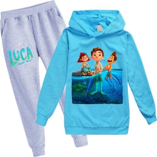 2-16Y New Fashion Cute Luca Children Sweatshirts Pants 2pcs Sets Boys Hoodies Funny Boys Girls Clothes Kids Clothing Streetwear