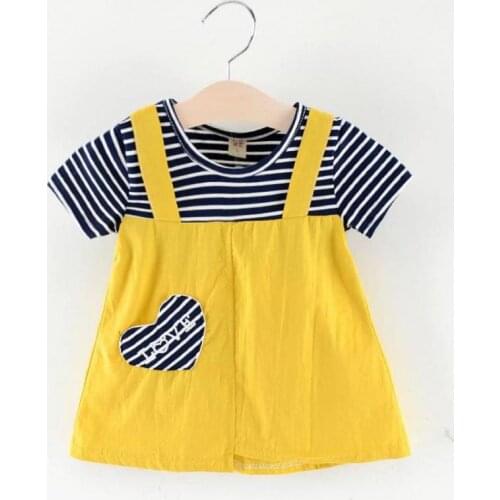 Childrens Dress Kids Clothing 2021 Summer Girls Sweet Dress Childrens Clothing Striped Short-sleeved Girls Dress Baby Princess