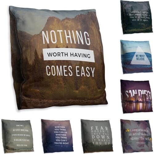 Cute Letter Double Side Print Cushion Cover Polyester Decorative for Sofa Seat Soft Throw Pillow Case Cover 45x45cm Home Decor