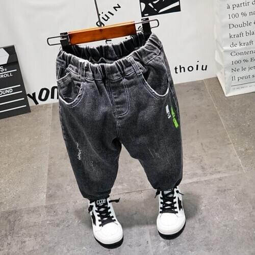 New Arrival 2020 Autumn Baby Boys Denim Pants Kids Boys Jeans Childrens Fashion Letter Denim Pants Toddler Cowboy Trousers 2-7Y