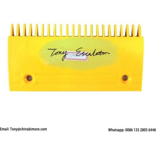 Escalator 0129CAD001 Comb L199.4mm W100mm Hole Space 145mm Center 22Teeth Yellow Plastic