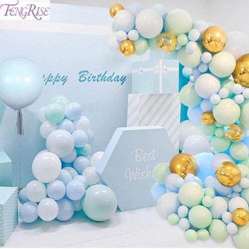 FENGRISE Macaron Latex Balloons Baby Shower Balloons Garland Kit Pastel Grey Pink Ballon Girl Boy Birthday Party Baloons Wedding