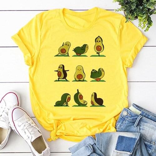 Kawaii Cartoon Avocado Harajuku Harajuku T-Shirt Women Female T-Shirt 2020 Summer Tops Tee Ullzang 90s Graphic Fashion Tshirt