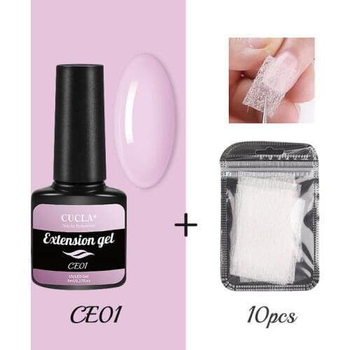 8 Colors 8ML Nail Extension Gel Fiberglass Silk Crystal Clear Nature Long Lasting Nails Wrap Stickers For Gel Extension Nail Art