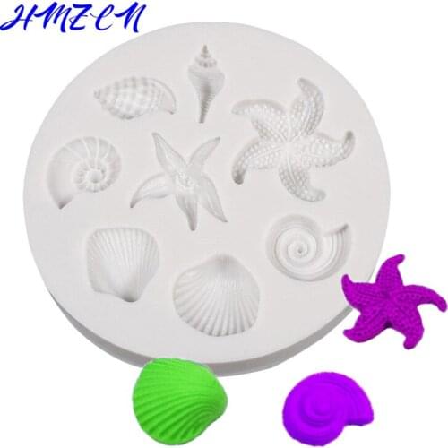 Cake Decoration Tools DIY Sea Creatures Conch Starfish Shell Fondant Cake Candy Silicone Molds Creative DIY Chocolate Mold
