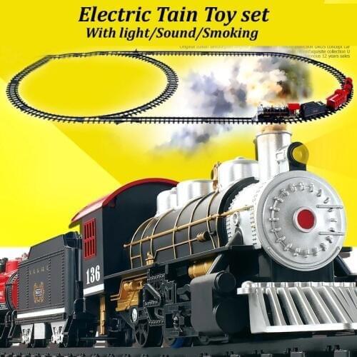 Classical simulation electric trains track set childrens toys with light&sound&smoke best kids toys for boys