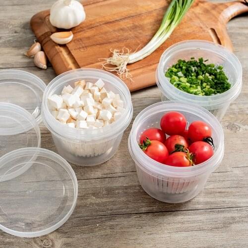 500ml Kitchen Refrigerator Storage Box Drain Basket Fruit Green Onion Ginger Garlic Portable Organizer Fresh-keeping Container