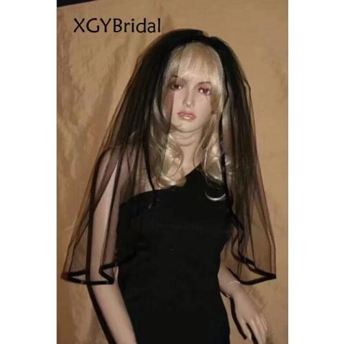 Short Black Bridal Veils Hot Foreign Trade Ribbon Edge Bridal Headdress Elbow Length Exquisite Wedding Dresses Accessories