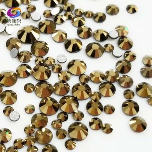 300pcs Mix SS4-SS16 Size gold mine color Non HotFix flatback glass crystal 3D Nail Art Rhinestone diy Decorations