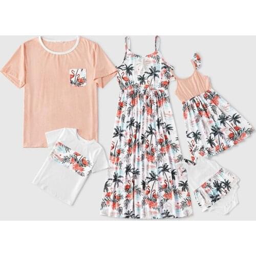 Family Matching Outfits Summer T-shirt for Girl Baby Son Same Mother and Daughter Dress Party Dresses Mom Dad Son Kids Clothing