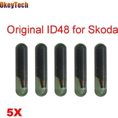 OkeyTech 5pcs/lot ID48 For Skoda Key Car Transponder Chip CAN (A4) Unlock Glass Tube Original 48 Key Chip TP24 ID48 For Skoda
