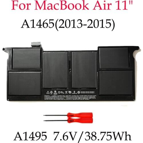 A1495 Original Battery For Apple Macbook Air 11" A1465 Mid 2013 - Early 2014/2015 Year 7.6V 38.75Wh