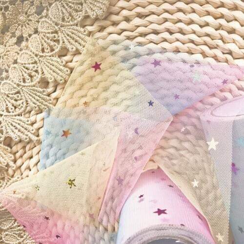 Rainbow Star Tulle Fiol Gold Roll Tutu Table Background Decoration DIY Flower Gift Wrap Ribbon For Baby Shower Wedding 6inch*10Y