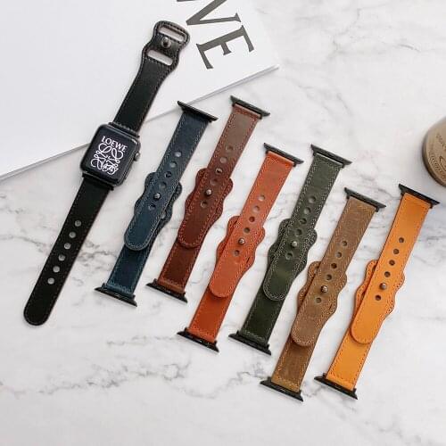Vintage wrist band genuine leather loop strap for Apple watch band 38mm 40mm 44mm 40mm for iwatch 6 se 5 4 3 2 1