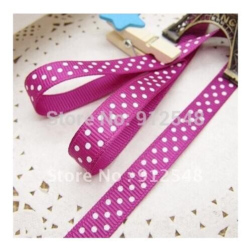 Rose purple Grosgrain Ribbon for Gifts Wrapping Crafts 3/8" White Polka Dot Fabric Ribbon 20yd DIY Handmade Sewing Hair Banding