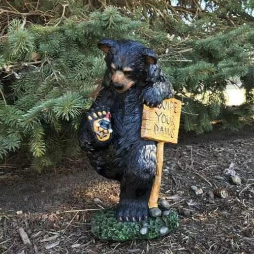 Black Bear Garden Statue Gnome Sculpture Tree Decoration Garden Resin Outdoor Lawn Stakes Dwarfs Figurines Desktop Ornaments