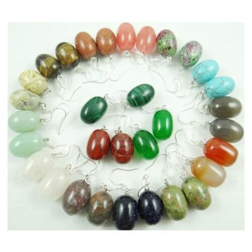 Natural stone Quartz Crystal tiger eye Turquoises Opal oval earring pendant for diy Jewelry making earring Accessories