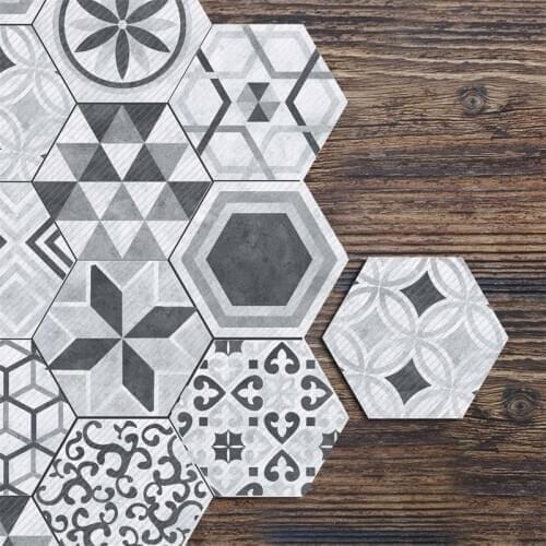 Hexagonal Tile Wall Stickers PVC Waterproof Bathroom Kitchen Home Decor Anti Slip Floor Sticker DIY Splicing Mural Decal Panel