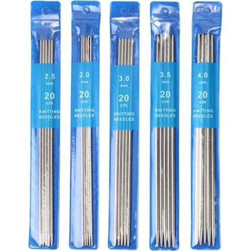 5Sets 20cm Sweater Needle Stainless Steel Knitting Needles DIY Sweater Weave Knitting Sewing Tools