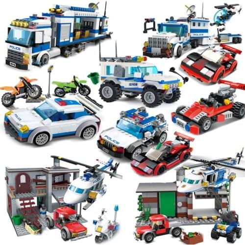 Transformation Police Station Car Robot Ambulance Military Fire Truck Plane SWAT Police Army Tank Train Set Building Block Toy