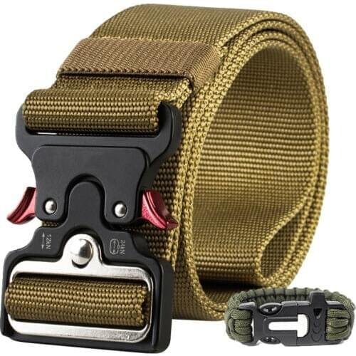 Width 5cm Military tactical belt mens nylon police training belt metal automatic buckle quality hunting camping accessories