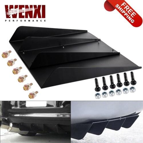 Rear Bumper 4 Shark Fins Diffuser Car Spoiler Decoration Fin 22" x 21" Black ABS Universal WX-SFB06