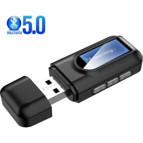 LCD Display USB Bluetooth 5.0 Audio Bluetooth receiver transmitter adapter For PC TV Car speaker earphone