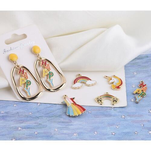 10pcs/pack Happy Horse Cloud Charms Metal Pendant for Earring Keychains DIY Fashion Charms Jewelry Making