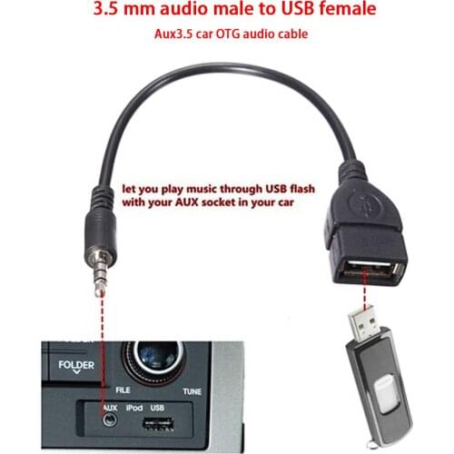 3.5 mm Car audio male to USB female adapter aux 3.5 on board OTG audio cable aux to USB bus U disk connector