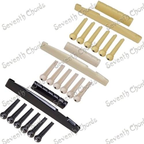 3 Sets Plastic Guitar Bridge Saddle & Nut & Bridge Pins For Acoustic Guitar