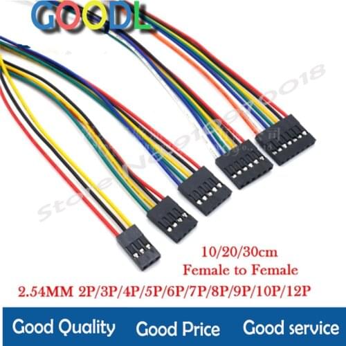 5PCS 2.54MM 2.54 Wire Dupont Line female to female 1P2 3 4 5 6 7 8 9 10 12 Pin Dupont cable connector JUMPER CABLE WIRE FOR PCB