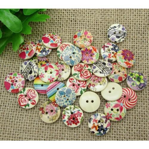 50Pcs 18mm Mixed Round Wood Apparel Sewing Buttons For Clothes Scrapbooking Decorative Handicraft Needle DIY Accessories
