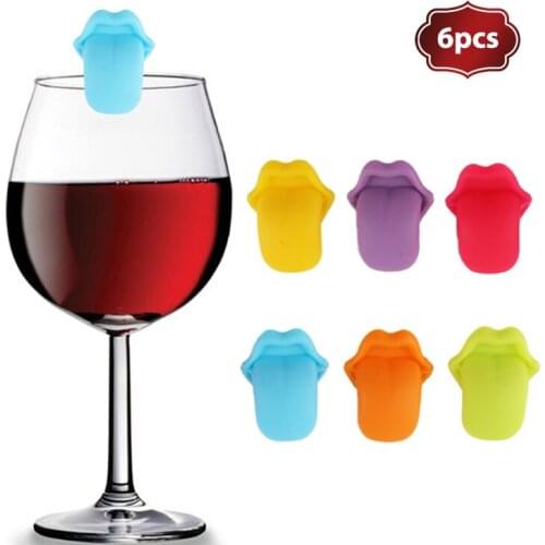 6Pcs Silicone Snap Wine Glass Identifier Silicone Wine Glass Identifier Party Wine Glasses Cup Tag