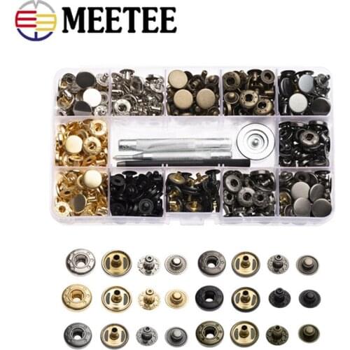 60/90/120/150sets 12mm 633# Snap Fasteners Metal Buttons Snaps Press Studs Installation Tools for Clothes Jackets Leather Bags