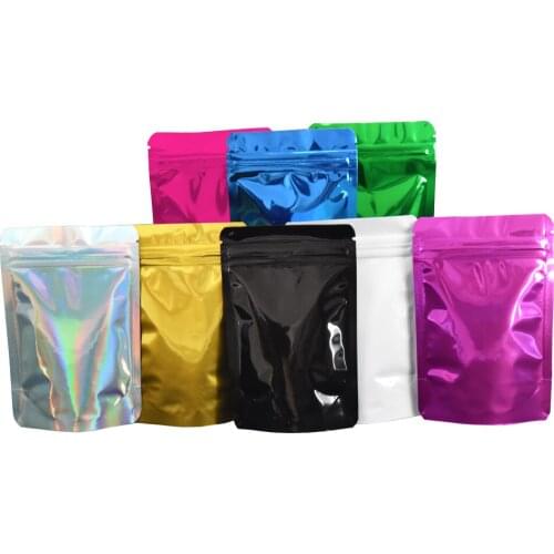 8.5x13cm Green Stand Up Reclosable Aluminum Foil Bags Self Seal Food Storage Pouch Smell Proof Zipper Mylar Bags for D