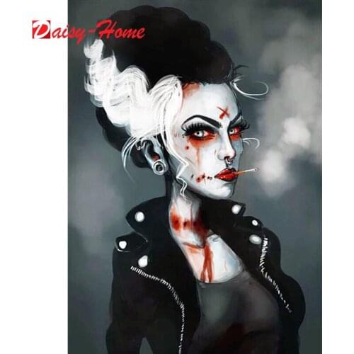 5D DIY Diamond Painting Smoke Girl Full Square/Round Drill Diamond Embroidery Mosaic Needlework Home Gift