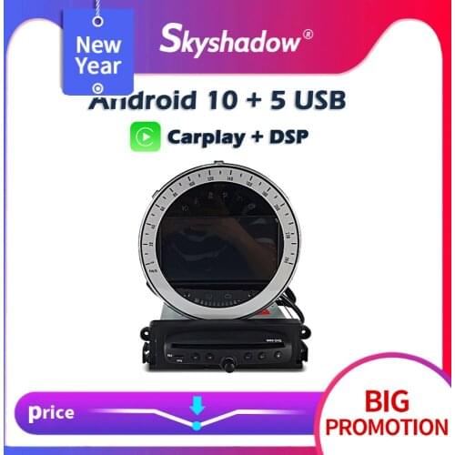 Carplay DSP PX6 IPS Android 10 4GB+64GB GPS map Car DVD Player Google RDS Radio Wifi Bluetooth For BMW Mini Cooper R56 2006-2013