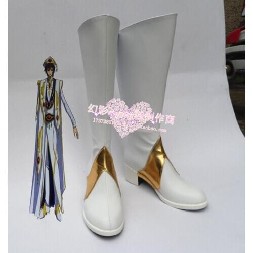 Code Geass Zero White Long Cosplay Shoes Boots H016