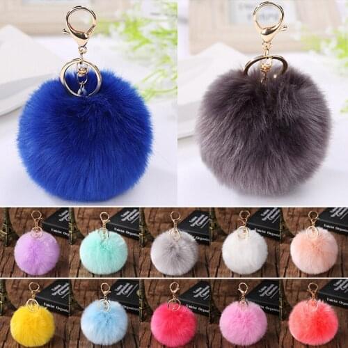 Fur Pom Pom Keychains Fluffy Faux Rabbit Fur Key Chains For Women Fashion Car Bag Key Ring Keychain Jewelry Gift Accessories