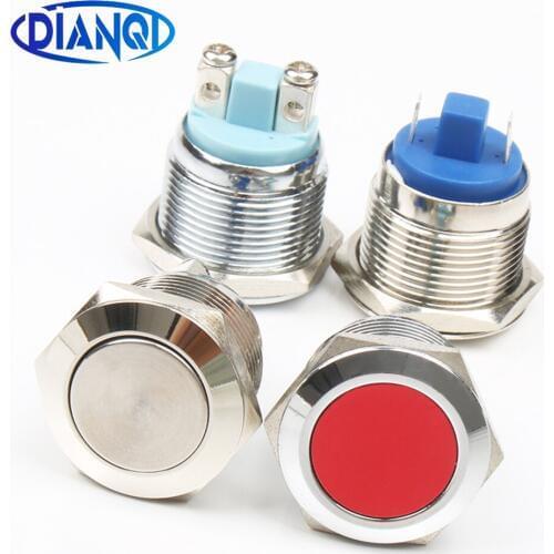 19mm part Aluminum oxide press button switch Flat head 1NO Momentary Car waterproof AUTO reset Push Button Switch 19BYPY.F