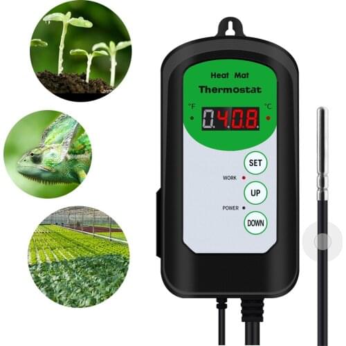 Digital Heat Mat Thermostat 1000W Temperature Controller For Hydroponic Plants Seed Germination Reptiles Brewing Pet Supplies