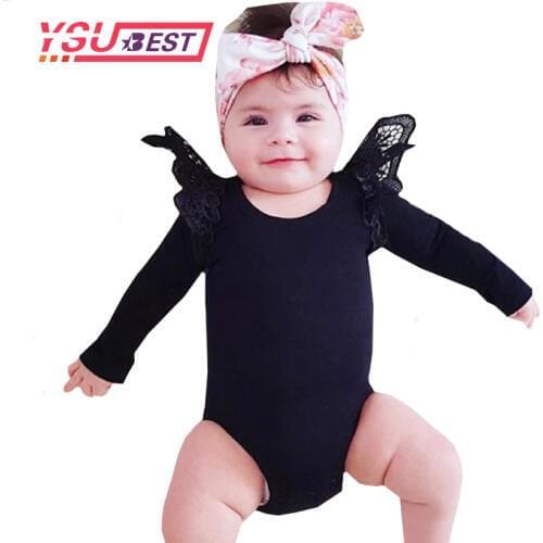 2020 Bodysuit Baby New Lace Black Pink White Body Baby Girl Bodysuits Long Sleeve Jumpsuit Overalls For Children Infant Clothing