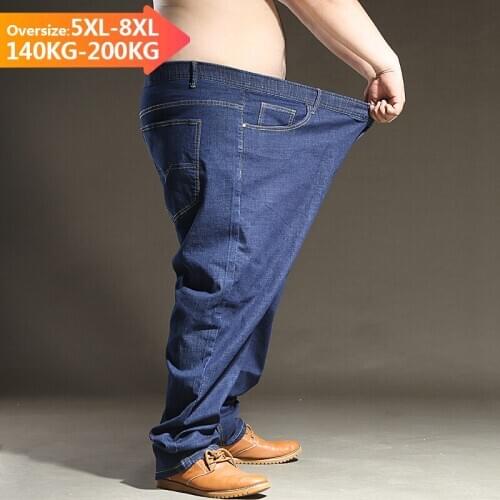 Brand Four Seasons Jeans Mens Cotton Loose Harem Pants Hip Hop Denim Straight Wide-leg Trousers Male Large Size 5-8XL Oversize