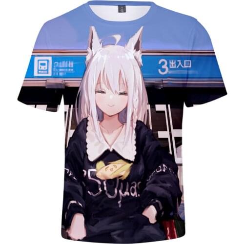 HOLOLIVE VTuber Shirakami Fubuki 3D Spring Summer Preppy Style Men/Women Street Clothes Kawaii T-shirt Lovely Retro Innovation