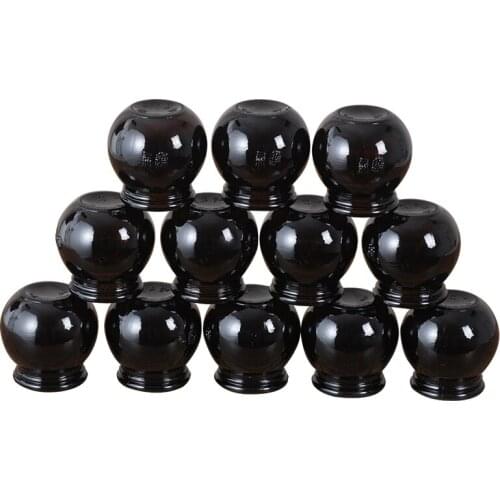 6pcs NO.3 Diameter 5.8cm Chinese Traditional Massage Cup Thick Brown Vacuum Explosion-proof Glass Cupping Weight Loss Fire Jar